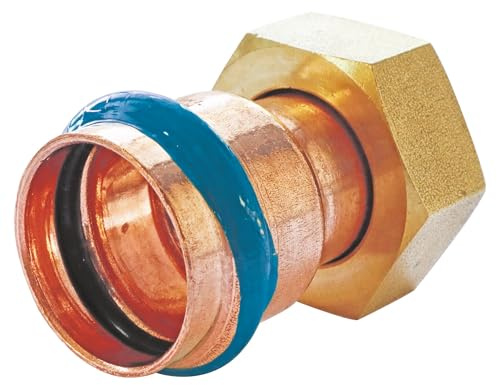 SOMATHERM FOR YOU - Raccordo Dritto in Rame a Pressare - Dado Girevole Ø16-3/4 - Profilo di Pressatura V - Giallo - Pressione Massima 16 Bar - Temperatura Max 95°C