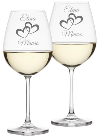 Lasertricks - Calici da vino - Personalizzati con Nomi – Idea Regalo San Valentino, Anniversario o Matrimonio – Bicchieri da Vino – Personalizzabili