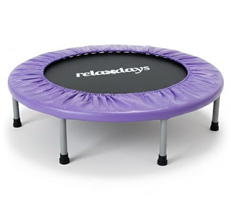 Relaxdays Indoor Trampolin, Ø 95 cm, faltbares Minitrampolin bis 100 kg, Sport & Gymnastik, Fitnesstrampolin, lila