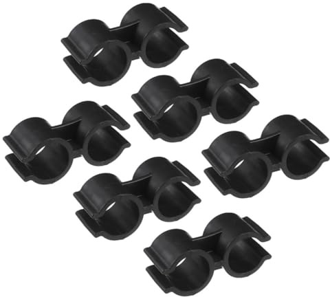 Healeved 6Pcs Double Port Pipe Clamp H-Shaped Plastic Tube Clip Dual U-Shaped Pipe Connector 25Mm Inner Diameter Versatile for Greenhouse and Pole Connection