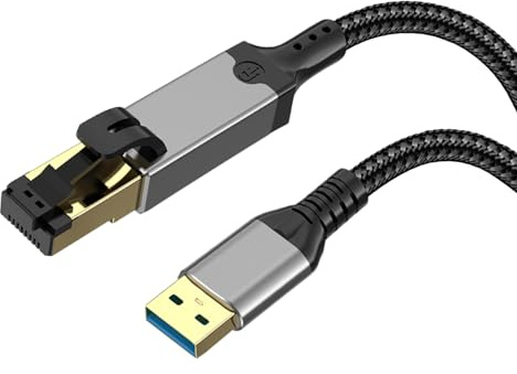 Omivine USB 3.0 to RJ45 Ethernet Adapter Cable, 1 Gbit LAN to USB Ethernet CAT 6 Cable - Gold-Plated Contacts & Aluminium Housing for Laptop Notebook PC - 1M