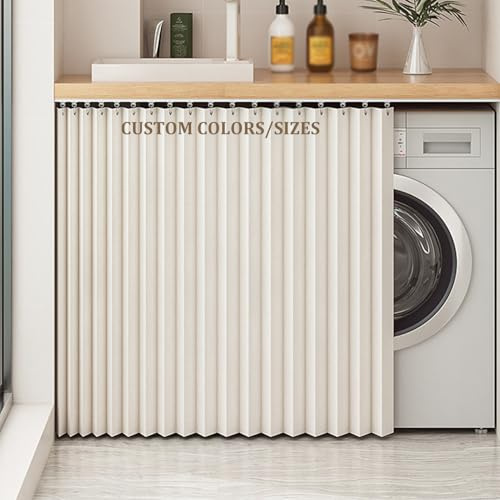 Custom-Made Closet Curtain with Curtain Rail, Waterproof Shading Kitchen Shelf Sticker Curtain,No Drilling Required, For Kitchen,Dressing Room,Under-Sink Area, Bedroom