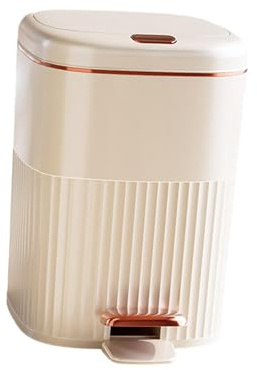 NonMiFyR Cubo de Basura con Pedal, Contenedor de Basura Rectangular, Cubo de Basura para Baño, Inodoro de Estar, Dorado Blanco 8L, Individual