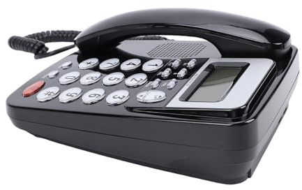 Annadue Fast Telefon med Sladd, Bordstelefon med Nummerpresentation, Fast Telefon för Hemmakontor (Svart)