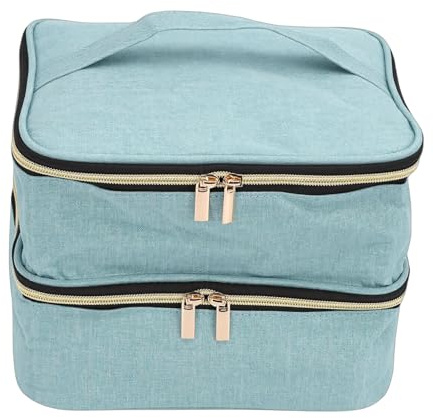 Walfront Nagellack Organizer, Oxford-tyg Dubbellagers Nagelförvaringsväska, Rymmer 30 Flaskor med Avtagbara Avdelare och Handtag för Resemanikyrer Hemmabruk