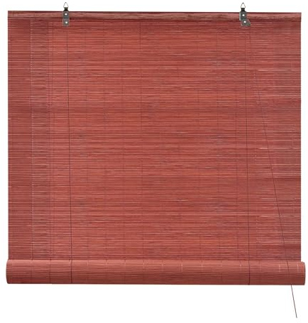 Victoria M. Bambusrollo Klemmfix Bambus Sichtschutz Rollo ohne Bohren Bambus Rollos Innen, für Fenster und Türen, 110 x 220 cm, Kirsche