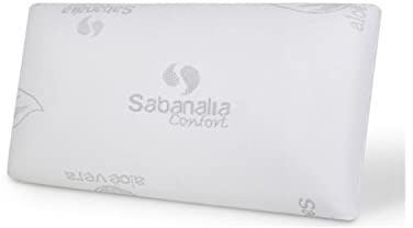 SABANALIA Almohada Viscoelástica Aloe Vera Cama 90 Fabricado en España | Doble funda: exterior Aloe Vera con cremallera + interior protectora. Altura 14 cm. Medida 90x40 cm.