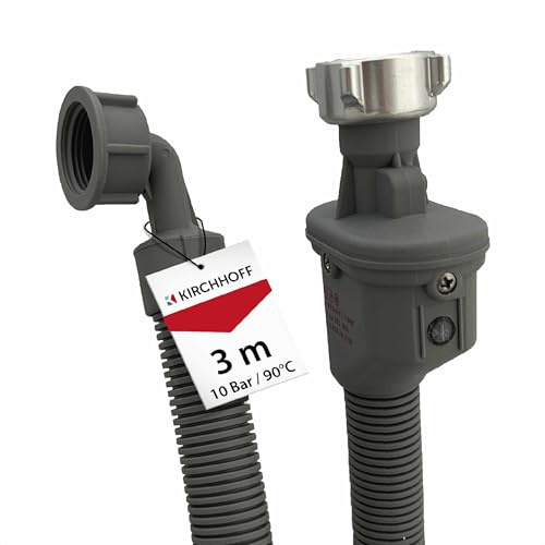 Kirchhoff 98657240 3.0 m, Inlet x 3/4 inch Female Thread for Washing Machine or Dishwasher, Water Hose with Aquastop, Gray, 3,0m