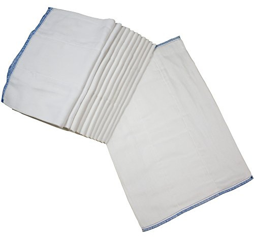 OsoCozy - Prefold Cloth Diapers (1 Dz) - Soft, Absorbent Durable Diaper Service Quality Prefolds. 100% Cotton - 12x16, Fits 7-15 Lbs. - (Infant 4x6x4)