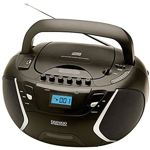 Daewoo Radio CD con Cassette DBU-51 | Reproductor de CD y USB | Mini Cadena de Música | MP3 | Color Negro