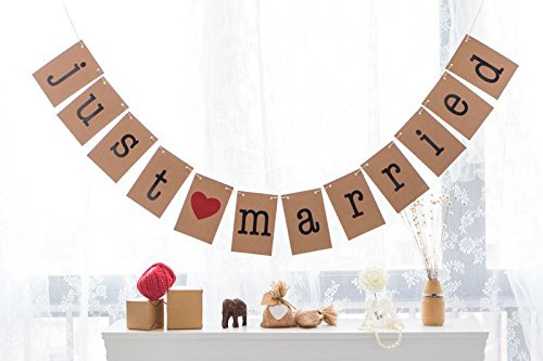 Musuntas Girlande Vintage/Rustikal Kraftpappe “Just Married, als Deko zur Hochzeit
