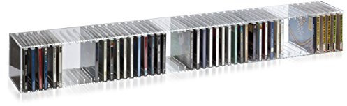 Hochwertiger Acryl-Glas CD Ständer/Wandregal mit Rückwand und Unterteilungen, transparent, B101 x T14 cm, H 14 cm, Acryl-Glas-Stärke 4 mm