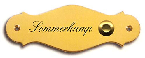 Klingelschild-Namensschild-Türschild-Türklingel-Klingel-Schild-130 x 45 mm-Messing poliert oder Ms. matt gebürstet Nr. 18 (Messing poliert mit 1 Zeile Gravur)