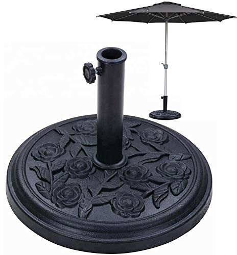 Faboer 9.5kg Black Wind Up Garden Parasol Umbrella with Steel Shaft and Crank Handle, Sunshade Protective Garden Furniture Parasol Outdoor Garden Sun Protection