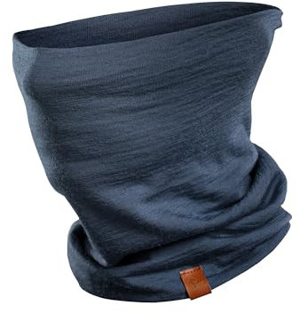 menique Schlauchschal – 100% Merino Wolle Loop Schal Damen, Atmungsaktives Multifunktionstuch und Halswärmer, Winter Halstuch Damen für Motorrad, Arbeit, Laufen, Ski-Maske (Denim)