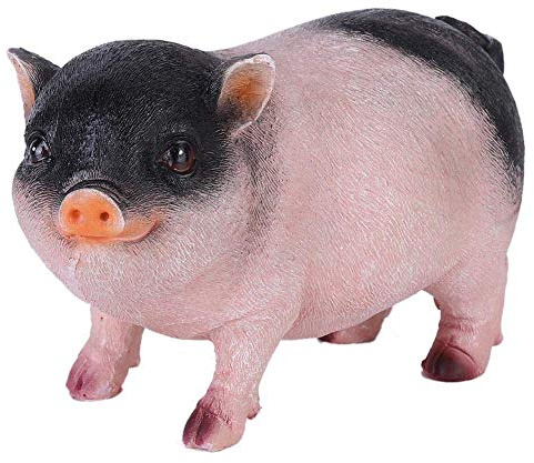 HERCHR Cochon Statue d'animal de Décoration de Jardin, Sculpture de Cochon en resine pour la Maison ou Le Jardin, 18 x 9,5 x 10,5cm