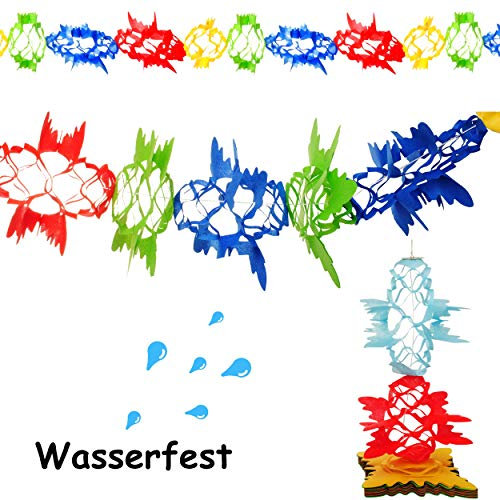 alles-meine.de GmbH 8 Stück je 4,4 m - Zieh - Girlande/Wimpel - wasserfest & UV beständig - Innen & Außen - Bunte Wabengirlande - Vlies & Stoff - Geburtstag - Partygirlande S..