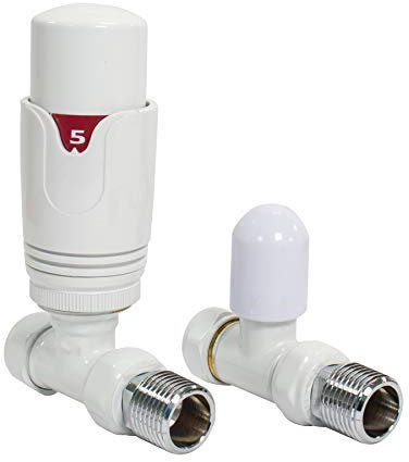 Adept Technology TRV c/w Lockshield and Modern Valves Head Kit (15mm x 1/2) Choice of Colours and Sizes (Straight, White)