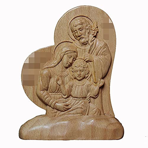 Lihuigood Las Tres estatuas de la Sagrada Familia de Dios en Madera de Haya El Icono de la Virgen José y Jesús es Adecuado para decoración de automóviles, hogar, oficinas,