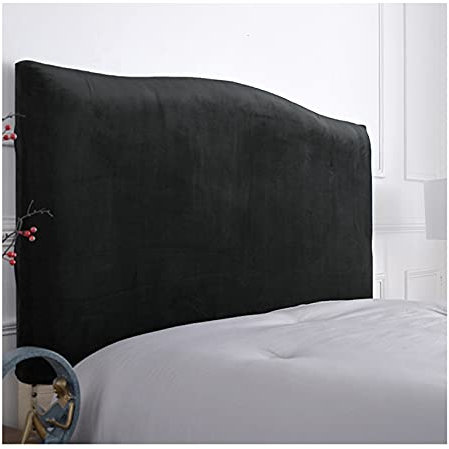 YCDZSW Bettkopfteil Hussen Bett Kopfteil Bezug, Cover Bett Kopfteil Hussen, Stretch Samt All-Inclusive Kopfteilbezug Schlafzimmer Dekor Staubdicht (Schwarz,200cm(190-210cm))