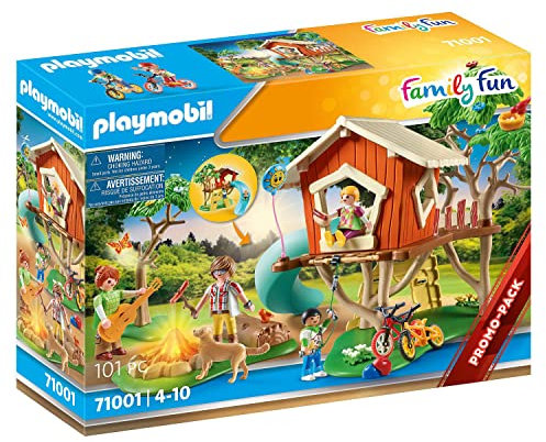 PLAYMOBIL Family Fun 71001 Abenteuer-Baumhaus mit Rutsche, LED-Lagerfeuer, Spielzeug für Kinder ab 4 Jahren