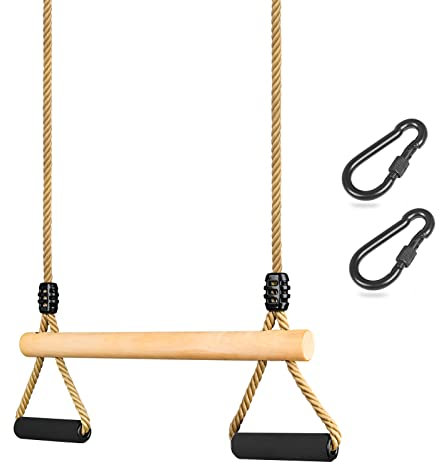 Lyndwin Trapez Schaukel, Kinderholz Multifunktions Einstellbar Schaukel mit Weicher Schwamm Griff Indoor Outdoor Kinder Trapezschaukel bis 100 kg (42cm)