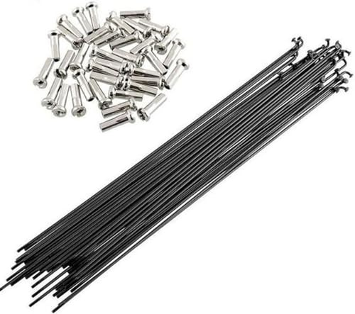 QQY 36PCs Nero Bike Raggi in Acciaio Inox Bicicletta 14G J Piegare Raggi in Acciaio con Capezzoli 76-305mm (245mm)