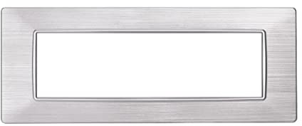 Placca Compatibile Con Vimar Plana, Placche in Plastica Effetto Satinato, 1 Pezzo (7 Moduli/Posti,Silver Satinato)
