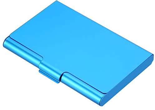 PATIKIL Visitenkartenetui Aluminium-Metall-Kartenetui für Visitenkarte Blau | professionelles Pocket-Kartenetui, Kreditkarte