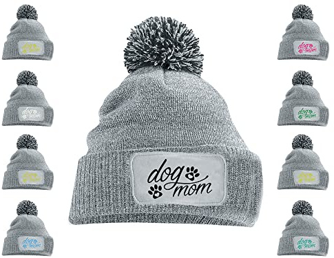 Tierisch-tolle Geschenke Dog Mom | Hundeliebhaber Pudelmütze | Bommelmütze | Strickmütze für Damen Hundebesitzer