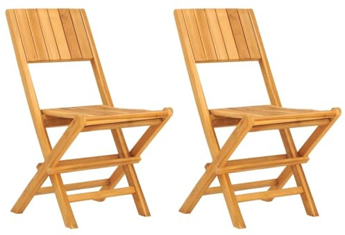 vidaXL Gartenstühle 2 STK., Gartenstuhl Stuhl Klappbar, Klappstuhl Holzstuhl Lattenrost-Design, Balkonstuhl Gartenmöbel, Massivholz Teak