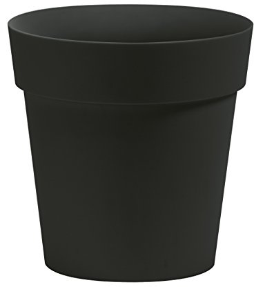 Nicoli Vase Arké, runder eleganter Blumentopf für Innen- und Außenbereich, runder Übertopf (42 cm, Anthrazit)