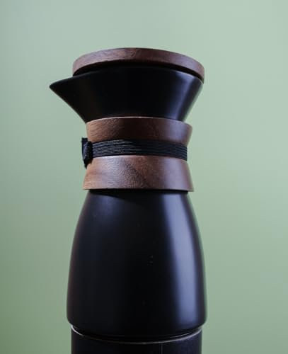 Kaffeekanne mit Filter für Handaufguss Flavee. beans, Geschenk für Kaffeefans, Keramik Kaffeekaraffe mit Handfilter, Deckel und Holzkragen, Ceramic Coffee Maker with Wooden Lid 600ml