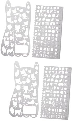 NUOBESTY 4stücke Malvorlagen Schablonen Vielfältige Formen Für Scrapbooking Und Kreative Projekte Für Schule Und Basteln Aus Langlebigem Wasserdichtem Material