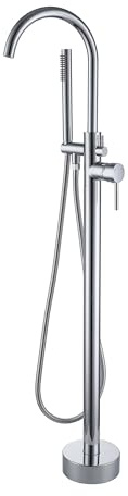 Freistehende Wannenarmatur Chrom,Badewannenarmatur Aus Messing 360° Schwenkbar Badezimmerarmatur Bodenmontage Mit Handbrause Für Wanne, Freistehende Badewanne Standarmatur Chrom (Chrome-B)
