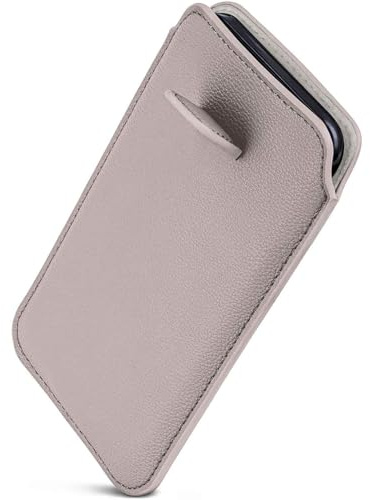 ONEFLOW Liberty Case für Samsung Galaxy S24 Handy Einsteckhülle mit Rückzugfunktion, PU Leder Handytasche, Schutzhülle mit Lasche, Sleeve Etui Hülle zum Einstecken, Hellgrau