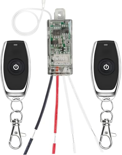 Meskliu Funkschalter 12V,DC3.7-12V Drahtloser Schalter,2A Trockenkontaktrelais,Funk RF-Schalter,mit 50m Long Range,für Lampe,Garagentor, Motor,Diebstahlalarm usw