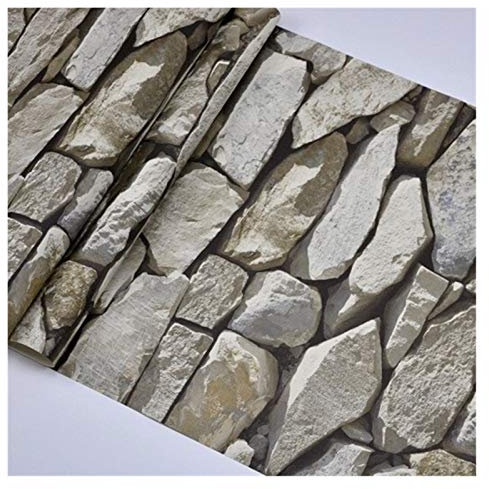 Vliestapete,Wallpaper Mit 3D Wasserdicht Weinlese 3D Steineffekt Tapete Rolle Moderne Rustic Realistic Faux Stein Textur Vinyl-PVC-Wand-Papier-Ausgangsdekor Wanddekoration ( Color : WP54004 Slate Grey