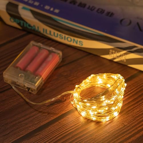 Wekrigh Stringa Luci Led a Batteria, 5M 50 LED Lucine Led Decorative a Batteria Tre modalità Catena Luminosa Lucine Fata Luci per Natale, Interni, Esterni, Casa, Feste (1 Pezzi Bianco caldo)
