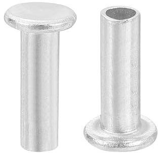 QUARKZMAN 50Pcs Rivets Semi-Tubulaires, 4mm x 12mm Rivets Tubulaires en Aluminium à Tête Plate Ronde pour Réparation Industrielle et Domestique, Argenté