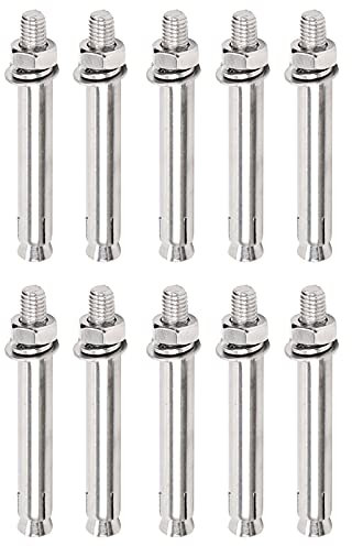 Ankerbolzen, 10er-Pack Dehnschraubenbolzen, M8-Edelstahl-Außensechskantmutter, Dehnhülsen-Ankerbolzen for den Wandbau, M8 × 80 mm(M8x70mm)