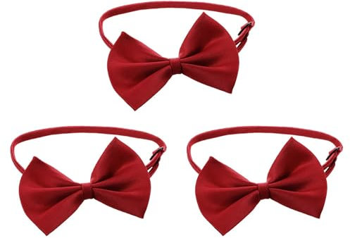 ISTOVO 3X Hunde Katzen Haustier Fliege Krawatte Halsschmuck Halsband Hundefliege Hundekrawatte Dog Pet Tie Necktie Rotwein