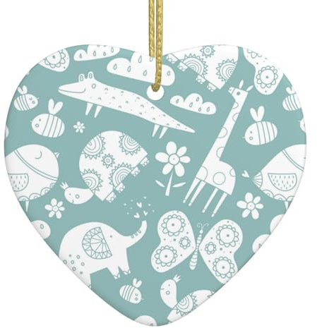 Keramik-Weihnachtsschmuck, Boho-Stil, Tiere, Weihnachtsbaum, Herz, Ornament, hängende Anhänger, Dekoration, niedliche Weihnachtsdekoration, Weihnachtsgeschenke