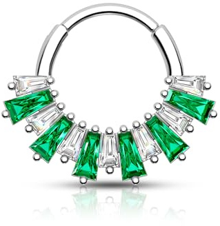 Agrewd Minimalistischer Septum Ring 16G Septum Daith Helix Nasenpiercing Schmuck Edelstahl Grün Klar Helix Ohrringe Daith Ohr Piercings Schmuck für Frauen Männer