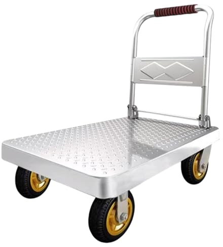 Coolpleasant Transportwagen, 150kg/230kg/500kg Tragkraft Plattformwagen, Sackkarre, Lagerwagen klappbar Für Home Office Supermarktlager Umzug(Size:90x60x84cm)