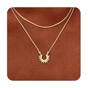Dochais Collar Mujer Oro - Colgantes en Oro 14K con Sol, Colgante Sol Dorado Ajustable Resistente al Agua - Regalo para Mujeres y Niñas