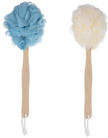 NIYANGLE 2Pièces Brosse de Bain Longue Manche Brosse Exfoliante à Fleurs pour Corps Outil Pratique pour Détente et Nettoyage