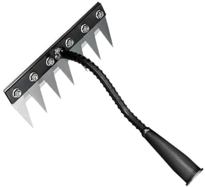 LZYWOD Rastrello da giardino in acciaio al carbonio – Strumento per rimuovere erbacce a mano a 5-8 denti, rastrello e per diserbo, cura del prato,
