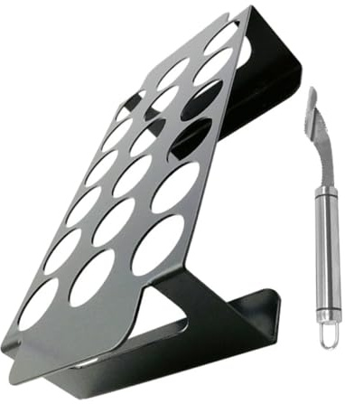 COOPHYA 1 Juego Soporte Rack para Pimientos de Inoxidable con Descorazonador Utensilio de Barbacoa para Camping y Cocción Cocina