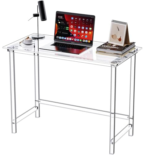 Dewrhiixe Acryl-Schreibtisch für Heimbüro(Transparent, 100 x 50 x 75 cm) | Laptop & Computer, Konsolentisch, Für Schlafzimmer, Arbeitszimmer